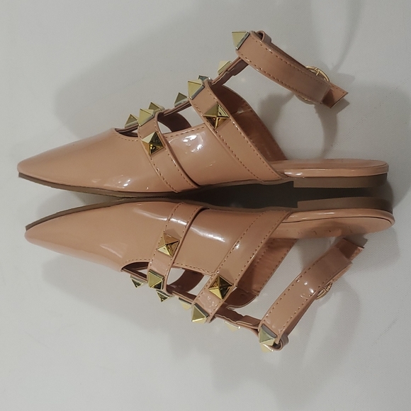 Nicole Miller New York Nude Studded flat mules size 8 - Picture 5 of 16